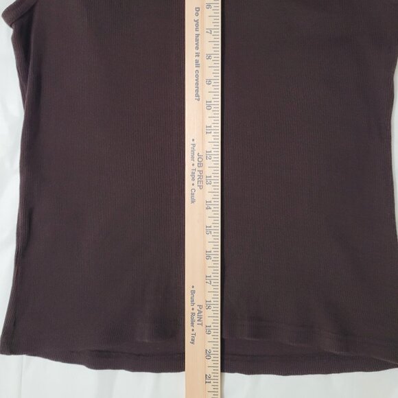 Brown Ribbed Tank Top Embellished Mounain Lake Womens Size L - Picture 11 of 11